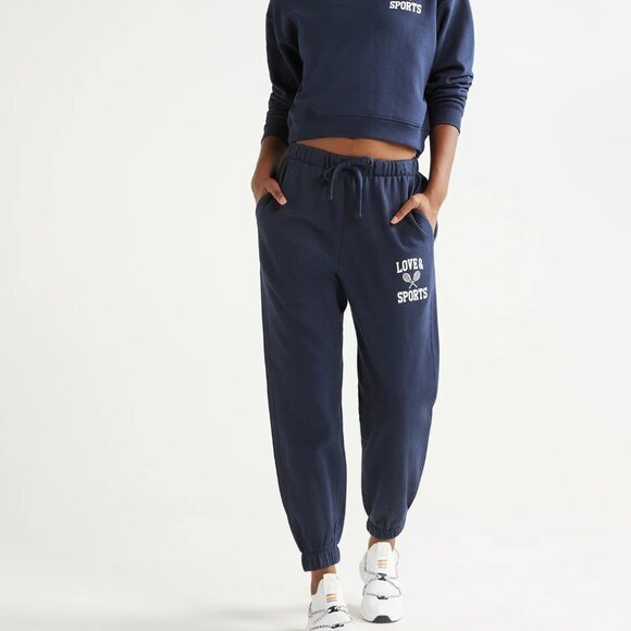Love & Sports Women’s French Terry Graphic Jogger Pants, 26” Inseam, Sizes XL - Picture 1 of 6